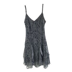 Amisu Black & White Sleeveless Spaghetti Strap Dress With Ruffled Hemline 36